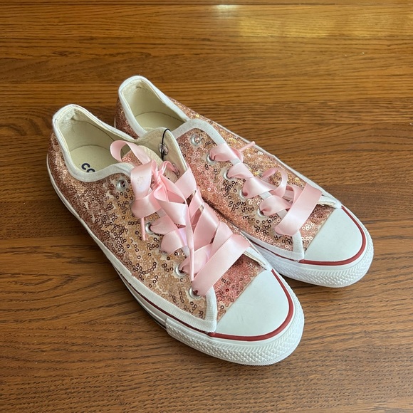 Converse Shoes - Custom Rose Gold Sequin Converse Low Top Sneakers